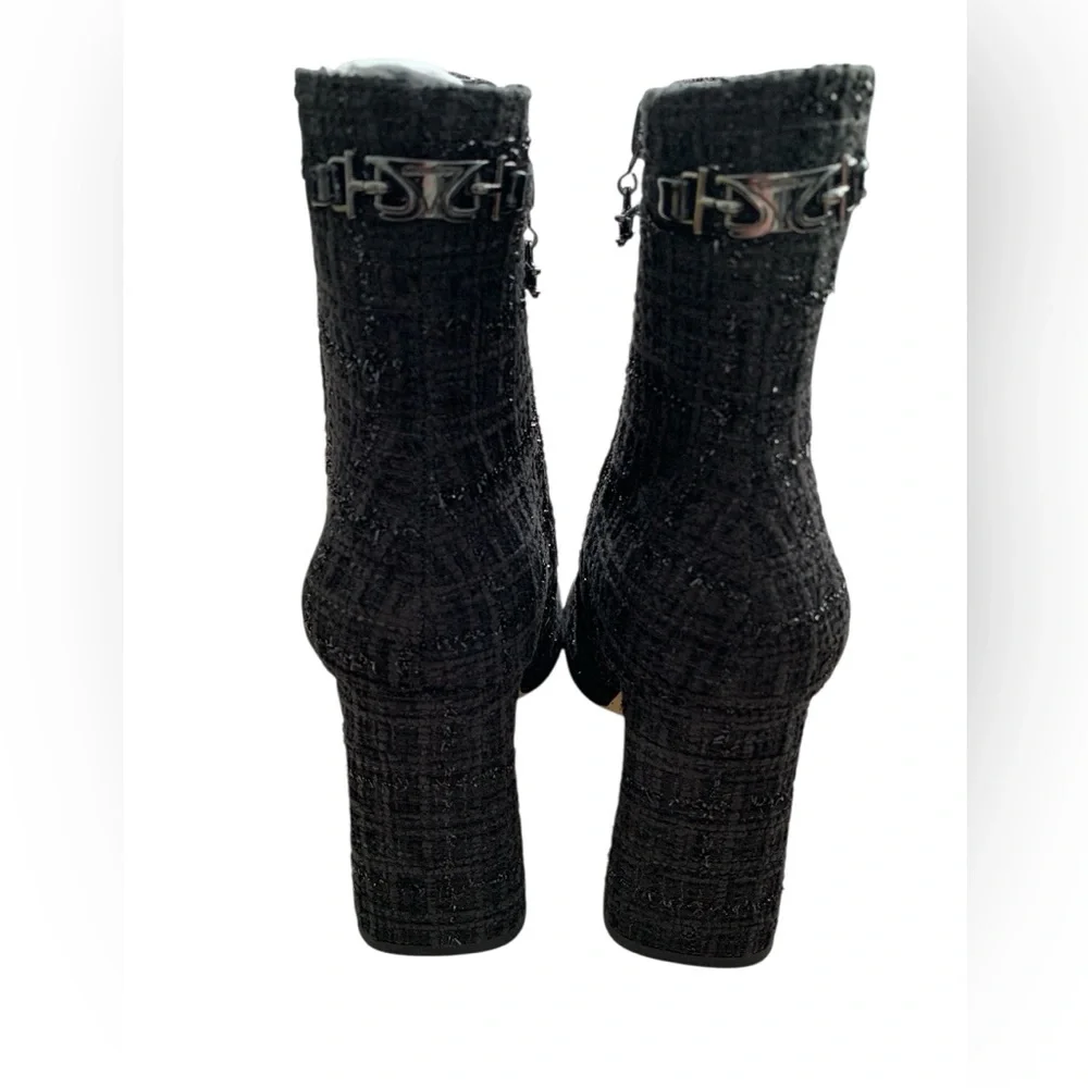 Circus by Sam Edelman Black Sparkly Tweed With Patent Leather Ankle Boots size 6 - Picture 4 of 11